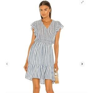 Rails Tara Pinstripe Midi Cinch Waist Blue White Echo Stripe Dress Small